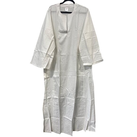 Moustafa Long Thobe Kaftan Size XXL Long Sleeve White Egyptian Cotton Breathable - Picture 1 of 6